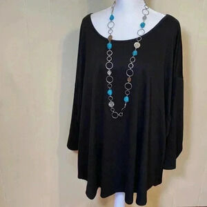 Wonderly Black Knit Tunic.  3/4 Sleeves, High/Low Hem in Plus Size 4X. NWT.